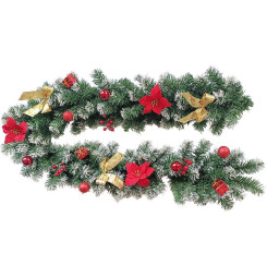 Girlanda MagicHome Vianoce, ozdobená, červená, 180 cm