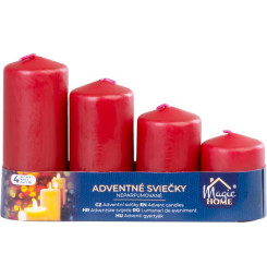 Sviečka MagicHome, vianočná, adventná, bordová, 48 mm 60/80/100/120 mm, bal. 4 ks