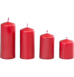Sviečka MagicHome, vianočná, adventná, bordová, 48 mm 60/80/100/120 mm, bal. 4 ks
