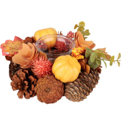 Ikebana MagicHome Nature, jesenná, oranžová, na sviečku, 15x8 cm