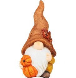 Dekorácia MagicHome Nature, Trpaslík s tekvicami, polyresin, 11x9x23 cm