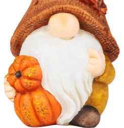Dekorácia MagicHome Nature, Trpaslík s tekvicami, polyresin, 11x9x23 cm