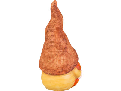 Dekorácia MagicHome Nature, Trpaslík s tekvicami, polyresin, 11x9x23 cm