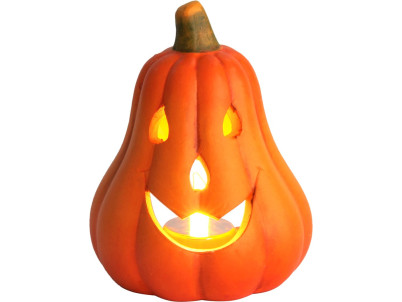 Dekorácia MagicHome Nature, Tekvica dlhá, terakota, 11x10x14 cm