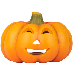 Dekorácia MagicHome Nature, Tekvica široká, terakota, 13,5x13x9,6 cm