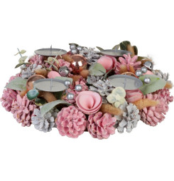 Veniec MagicHome Vianoce, adventný, ružový, 30 cm