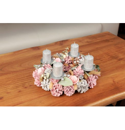 Veniec MagicHome Vianoce, adventný, ružový, 30 cm