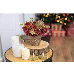 Ikebana MagicHome Vianoce, prírodná, červená, 17x17 cm