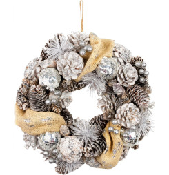 Veniec MagicHome Vianoce, prírodný, krémový, závesný, 33x9 cm