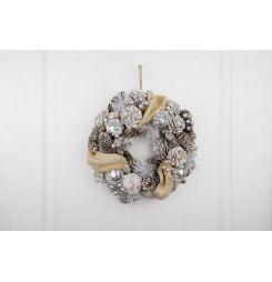 Veniec MagicHome Vianoce, prírodný, krémový, závesný, 33x9 cm