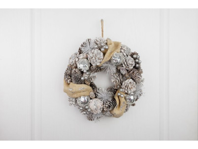 Veniec MagicHome Vianoce, prírodný, krémový, závesný, 33x9 cm