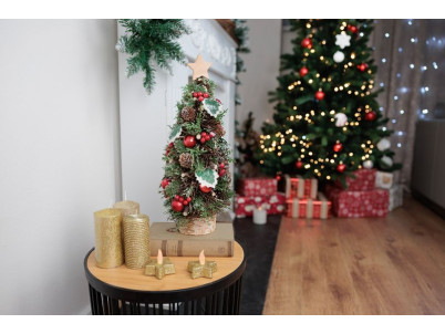 Stromček MagicHome Vianoce, na podstavci, s hviezdou, 18x40 cm