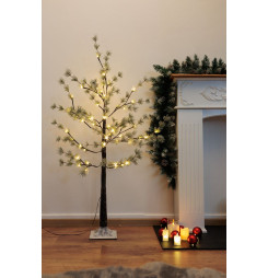 Strom MagicHome Vianoce, Borovica, 48 LED teplá biela, jednoduché svietenie, zasnežený, 120 cm