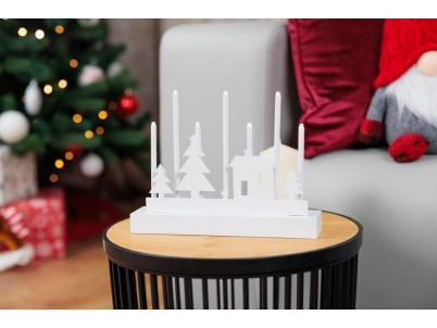 Svietnik MagicHome Vianoce, 8 LED teplá biela, 2xAA, MDF, interiér, 24x5,5x18 cm Svietnik MagicHome Vianoce, 8 LED teplá biela, 2xAA, MDF, interiér, 24x5,5x18 cm