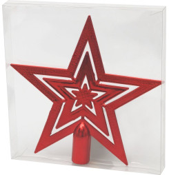 Ozdoba MagicHome Vianoce, 1 ks, 20 cm, hviezda, červená, na vianočný stromček