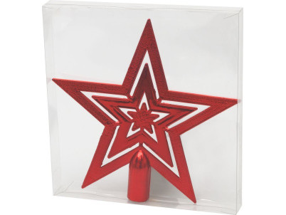 Ozdoba MagicHome Vianoce, 1 ks, 20 cm, hviezda, červená, na vianočný stromček