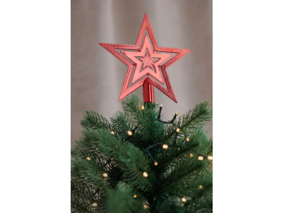 Ozdoba MagicHome Vianoce, 1 ks, 20 cm, hviezda, červená, na vianočný stromček