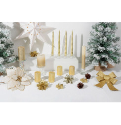 Sviečka MagicHome Vianoce, 4,8x8 cm, valcová, bal. 4 ks, zlatá, s glitrami, adventná