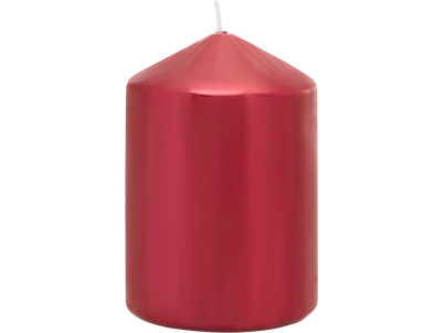 Sviečka MagicHome Vianoce, 7x10 cm, valcová, červená, metalický efekt