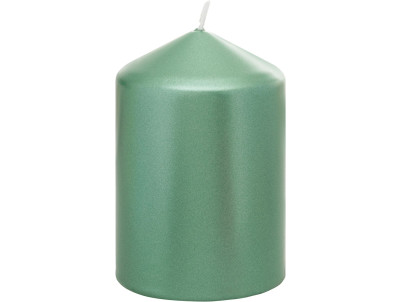 Sviečka MagicHome Vianoce, 7x10 cm, valcová, zelená, metalický efekt