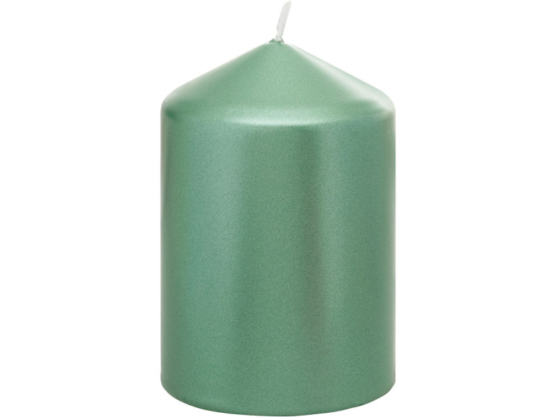 Sviečka MagicHome Vianoce, 7x10 cm, valcová, zelená, metalický efekt