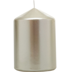 Sviečka MagicHome Vianoce, 7x10 cm, valcová, šampaň, metalický efekt