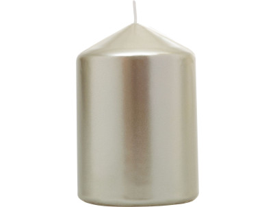 Sviečka MagicHome Vianoce, 7x10 cm, valcová, šampaň, metalický efekt