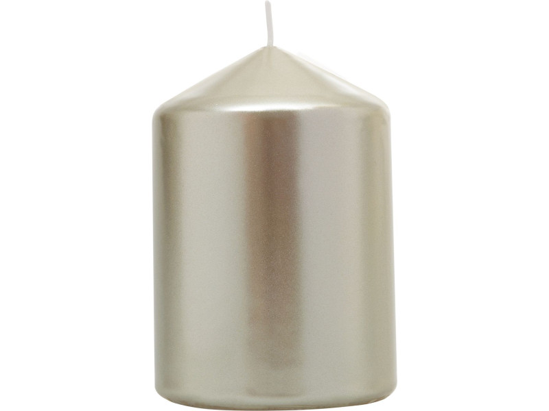 Sviečka MagicHome Vianoce, 7x10 cm, valcová, šampaň, metalický efekt