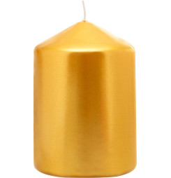 Sviečka MagicHome Vianoce, 7x10 cm, valcová, zlatá, metalický efekt