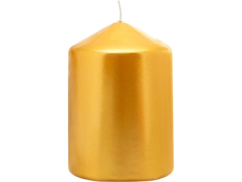 Sviečka MagicHome Vianoce, 7x10 cm, valcová, zlatá, metalický efekt