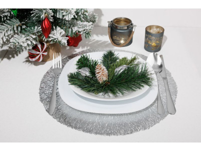 Svietnik MagicHome Vianoce, šedý, s krajinkou, s lankom, 10x10 cm