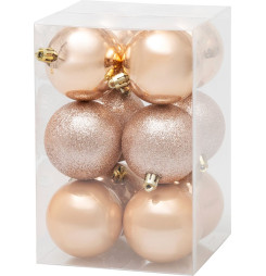 Gule MagicHome Vianoce, 12 ks, ružové zlato, na vianočný stromček, 6 cm