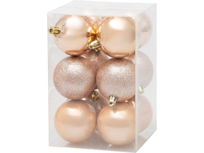 Gule MagicHome Vianoce, 12 ks, ružové zlato, na vianočný stromček, 6 cm
