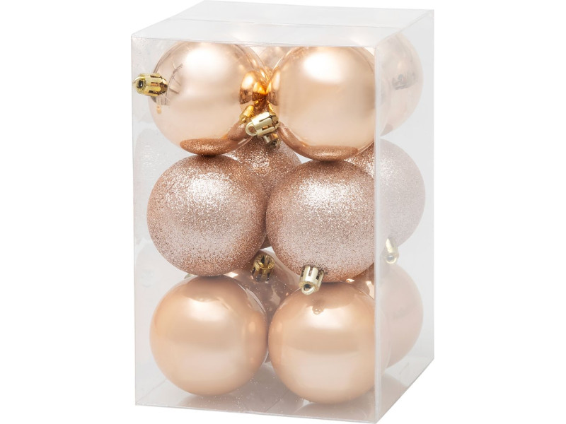 Gule MagicHome Vianoce, 12 ks, ružové zlato, na vianočný stromček, 6 cm