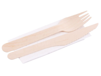 Príbor MagicHome Woodline ECO, drevený, nôž, vidlička, servítka, 100% Natural Príbor MagicHome Woodline ECO, drevený, nôž, vidlička, servítka, 100% Natural