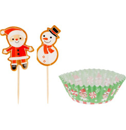 Sada papierov a špáradiel MagicHome Vianoce, na muffiny na pečenie, sada 48 ks