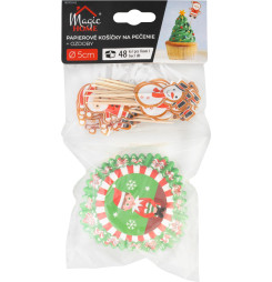 Sada papierov a špáradiel MagicHome Vianoce, na muffiny na pečenie, sada 48 ks