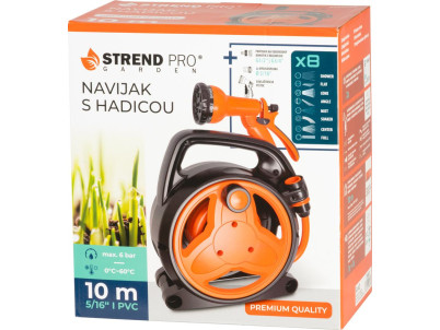 Navíjač Strend Pro Garden, so záhradnou hadicou, pištoľ, 10m, 5/16"