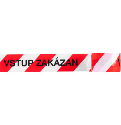 Páska Strend Pro, 80 mm, L-250 m, výstražná, červená/biela, ČESKÝ nápis "VSTUP ZAKÁZÁN"