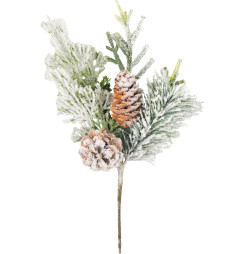 Vetvička MagicHome Vianoce, so šiškami, zasnežená, 30 cm