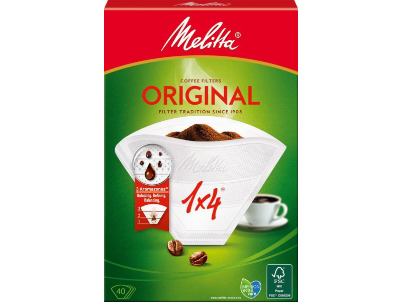 Filter Melitta Original, 1x4/40 ks, do kávovaru, s aromapórmi
