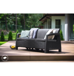 Záhradný nábytok Keter Corfu love seat max trojsedačková pohovka grafitová
