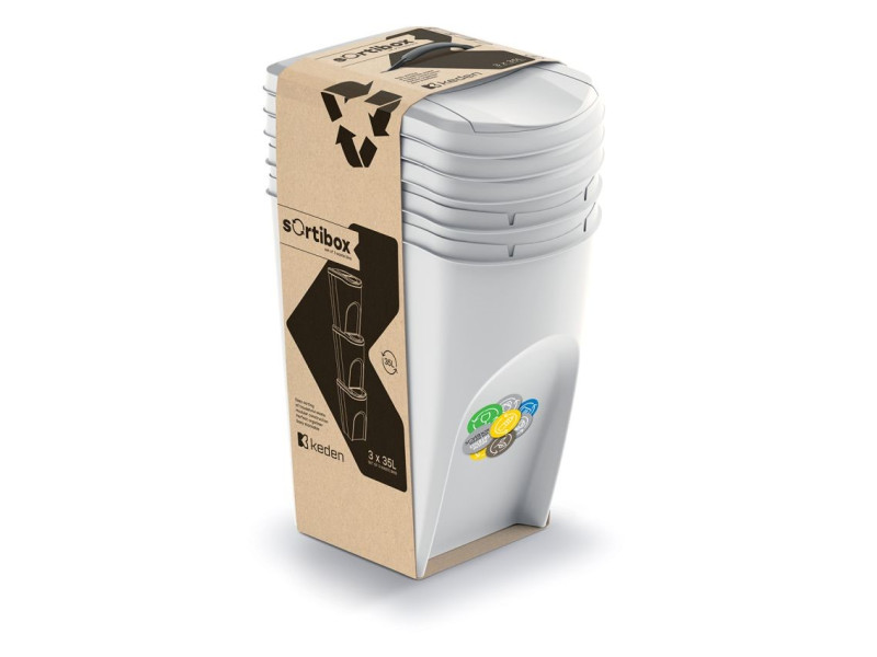 Odpadkový kôš Prosperplast SORTIBOX 3 x 35 l popolavý