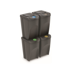 Odpadkový kôš Prosperplast na triedený odpad 4 x 35 l PH ŠE šedý