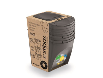 Odpadkový kôš Prosperplast SORTIBOX 3 x 25 l sivý