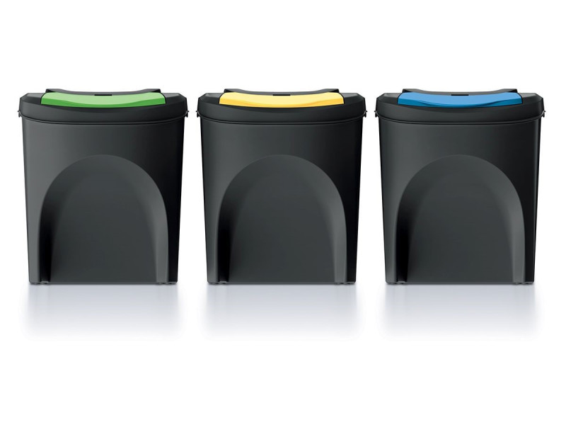 Odpadkový kôš Prosperplast SORTIBOX 3 x 25 l recyklovaný čierny