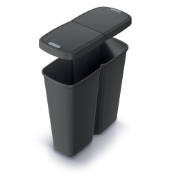 Odpadkový kôš Prosperplast COMPACTA Q DUO, 50 l recyklovaná čierna s čiernym vekom