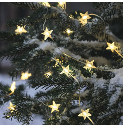 Reťaz MagicHome Vianoce, hviezdy, PVC, 15xLED teplá biela, 1.4 m + 0.3 m, 2xAA