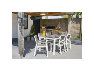 Záhradný nábytok Keter Harmony set stôl + 4 stoličky biely / cappuccino