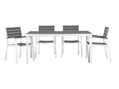 Záhradný nábytok Keter Harmony set stôl + 4 stoličky biela/svetlošedá